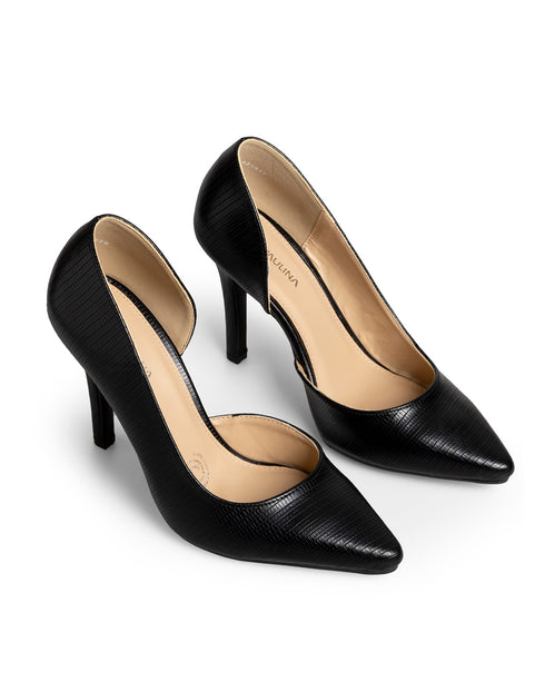 Zapatilla Picuda Negra Grabada 25420